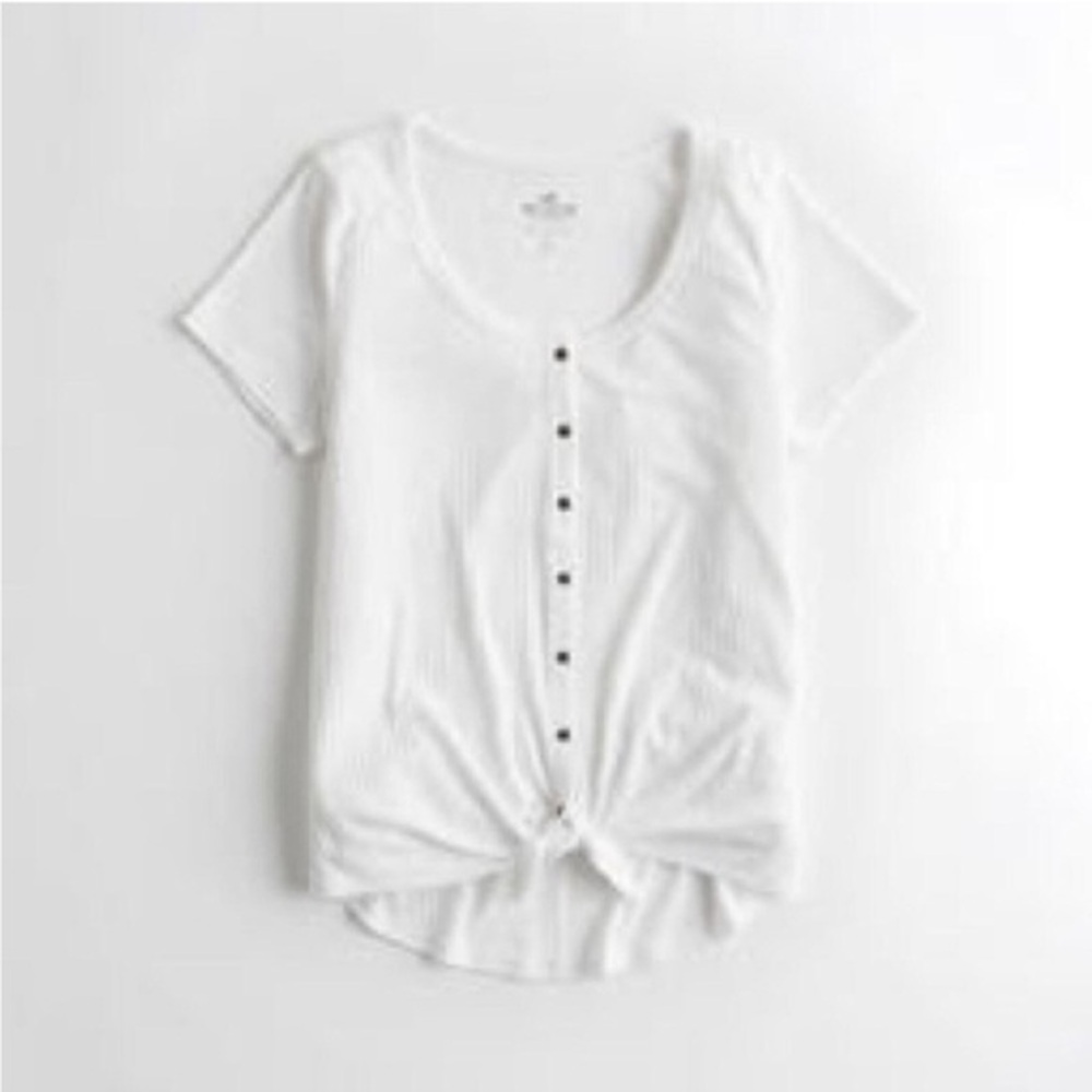 New Hollister The Easy T-Shirt White Ribbed Oversized Size Extra Small
